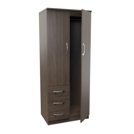 Avon - 2 Door 3 Drawer - Double - Plain Wardrobe - Darkolino Finish