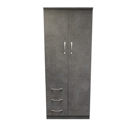 Avon - 2 Door 3 Drawer - Plain Wardrobe - Pewter Grey Finish