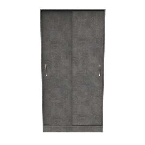 Avon - 2 Sliding Door - Tall - Wardrobe - Pewter Grey Finish