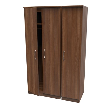 Avon - 3 Door - Triple - Plain Wardrobe - Noche Walnut Finish