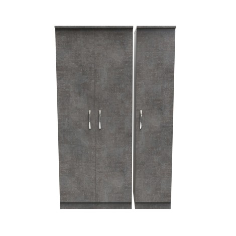 Avon - 3 Door - Triple - Plain Wardrobe - Pewter Grey Finish