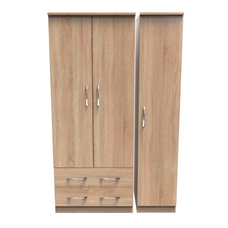 Avon - 3 Door 2 Drawer - Triple - Plain Wardrobe - Bardolino Oak Finish