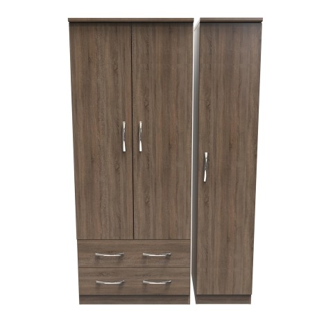 Avon - 3 Door 2 Drawer - Triple - Plain Wardrobe - Darkolino Finish