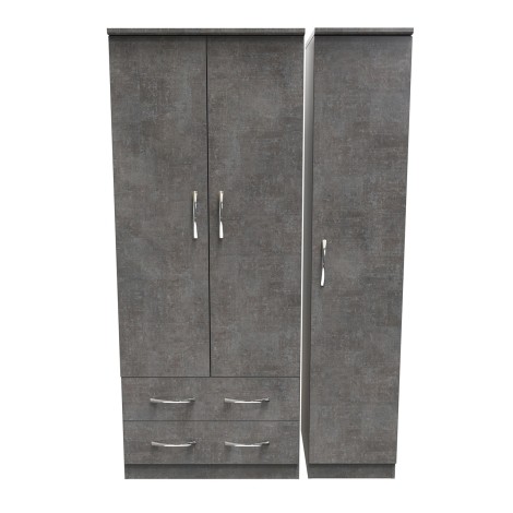 Avon - 3 Door 2 Drawer - Triple - Plain Wardrobe - Pewter Grey Finish