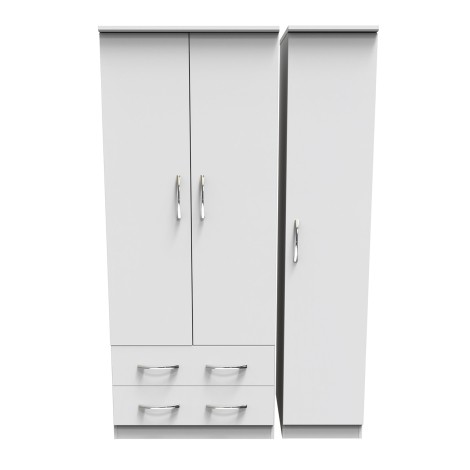 Avon - 3 Door 2 Drawer - Triple - Plain Wardrobe - White Matt Finish
