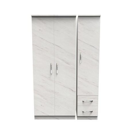 Avon - 3 Door 2 Drawer - Triple - Tall Wardrobe - White Marble Effect