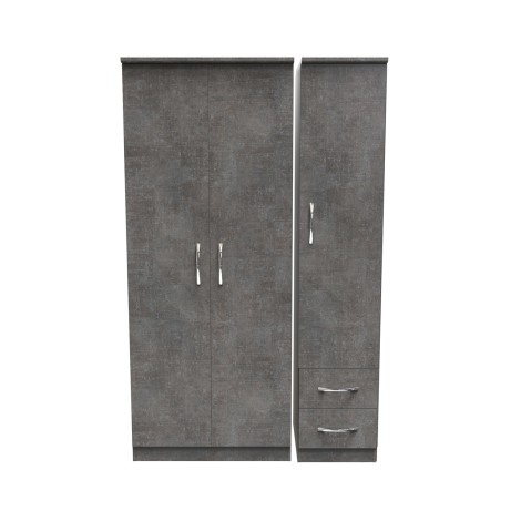 Avon - 3 Door 2 Drawer - Triple - Tall Wardrobe - Pewter Grey Finish