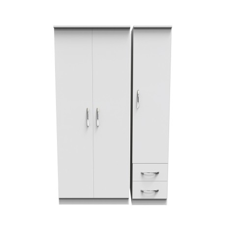 Avon - 3 Door 2 Drawer - Triple - Tall Wardrobe - White Matt Finish