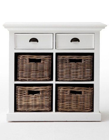 Halifax - Pure White Painted - Small 4 Basket Sideboard