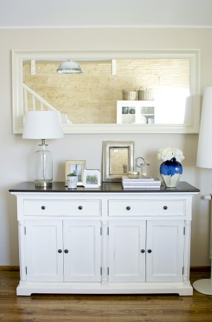 Halifax Accent - Pure White Painted - Distress With Deep Brown Top - 4 Door and 2 Drawer Sideboard 