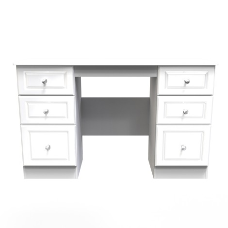 Balmoral - Kneehole - Double Pedestal Dressing Table / Vanity Table / Desk - White Gloss Finish