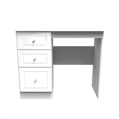 Balmoral - Single Pedestal Dressing Table / Vanity Table / Desk - White Gloss Finish