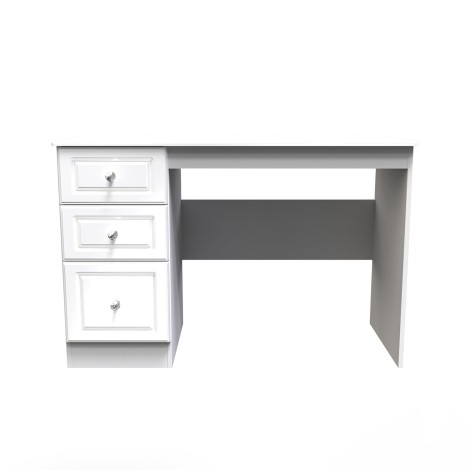 Balmoral - Single Pedestal Desk / Vanity Table - White Gloss Finish