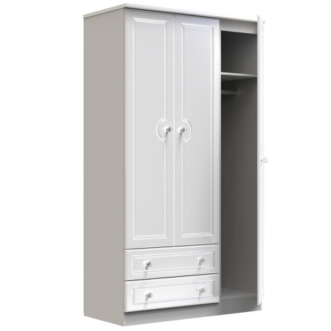 Balmoral - 3 Door 2 Drawer - Triple - Tall - Plain Wardrobe - White Gloss Finish