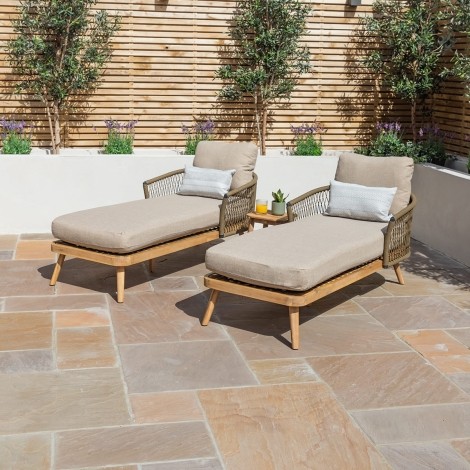 Bali Rope Weave Sunlounger Set - Sandstone