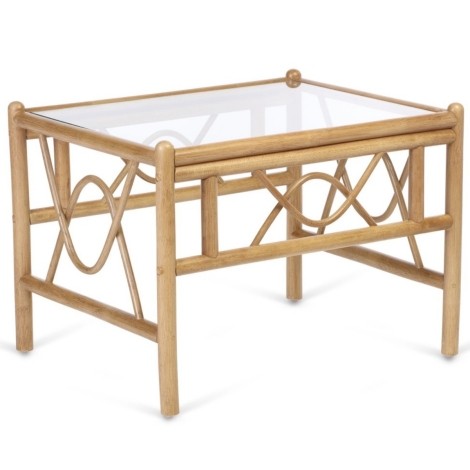 Desser - Bali Light Oak Cane Coffee Table Bronze Glass Top