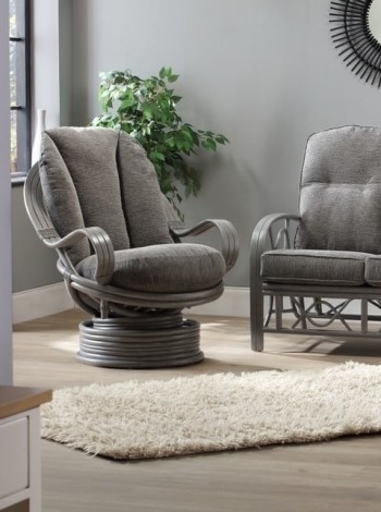 Bali Grey Wash, Cane Laminated Arm Swivel Rocker Chair