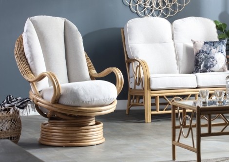 Bali Light Oak, Cane Deluxe Swivel Rocker Chair