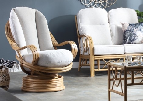 Bali Light Oak, Cane Laminated Arm Swivel Rocker Chair