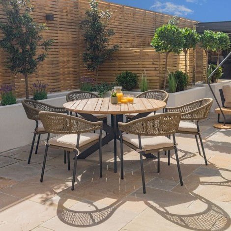 Bali 6 Seat Round Dining Set - 140cm