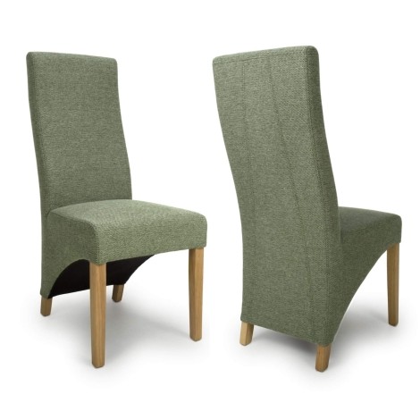 Pair Of - Baxter Wave Back - Green Weave - Dining Chairs