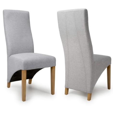 Pair Of - Baxter Wave Back - Light Grey Weave - Dining Chairs