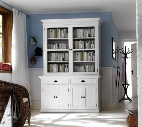 Halifax - Pure White Painted - 2 Door Glazed Wall Unit