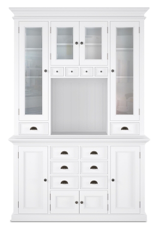 Halifax - Pure White Painted - 2 Door Glazed Hutch Wall Unit
