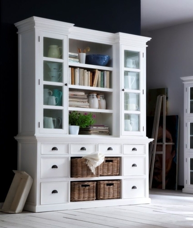 Halifax - Pure White Painted - 4 Basket Library Hutch Unit