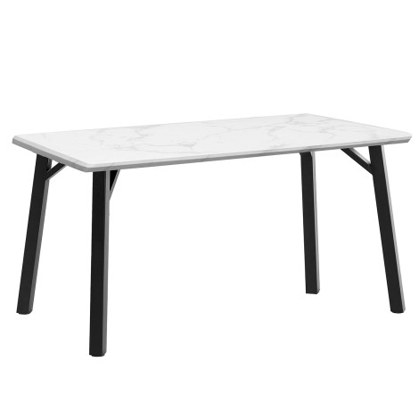 Rectangular - 1.8m/180cm - Large - Fixed Top - Dining Table - White Marble Effect Top