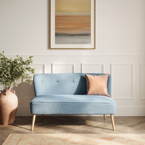 Beau 2 Seater Sofa Cornflower Blue / Blonde Wood