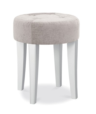 Chantilly White Stool - Grey Fabric
