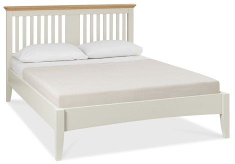 Hampstead Two Tone - 4'6" Double Bedstead - 135cm - Pale Oak Top - Soft Grey Painted Wooden Base 