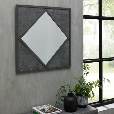 Renzo - Zinc & Dark Grey - Square Wall Mirror - Powder Coated - Metal Frame