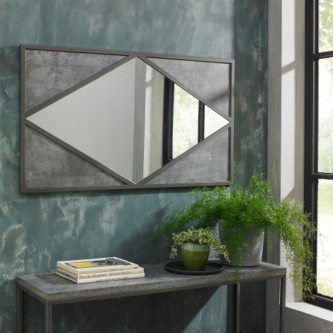 Renzo - Zinc & Dark Grey - Rectangular Wall Mirror - Powder Coated - Metal Frame