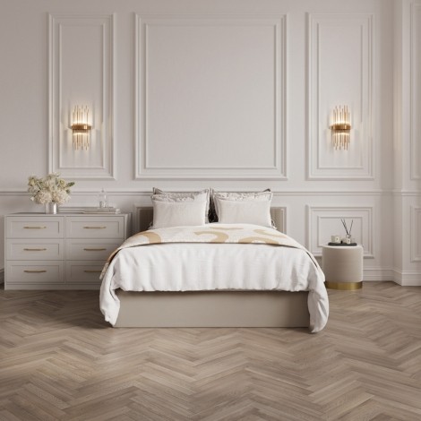 Berlin Beige Velvet Ottoman Bed King Size