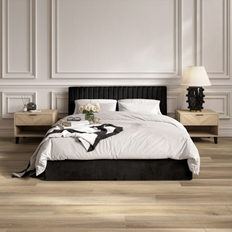 Berlin Black Velvet Ottoman Bed King Size