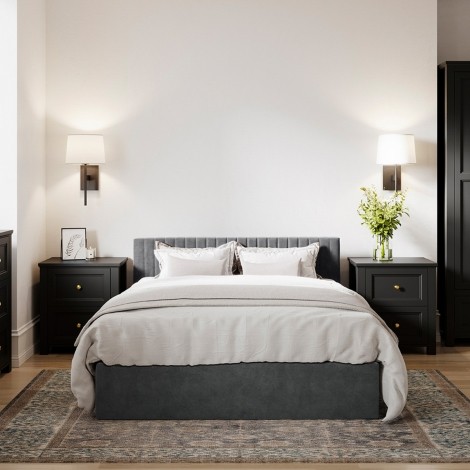 Berlin Silver Velvet Ottoman Double Bed 