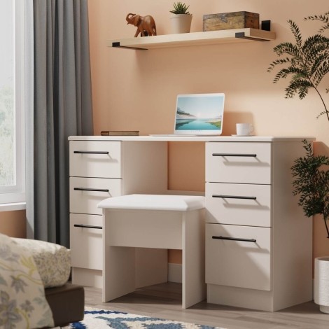Beverley - Kashmir Matt Kneehole Double Pedestal Dressing Table / Vanity Table / Desk