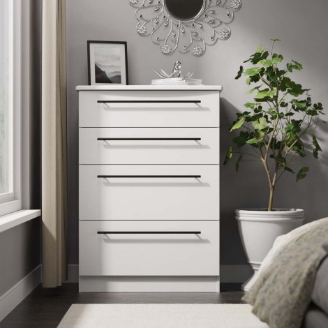 Beverley - White Ash Chest of 4 Deep Drawers