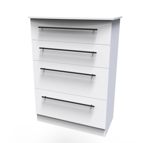 Beverley - White Matt Chest of 4 Deep Drawers