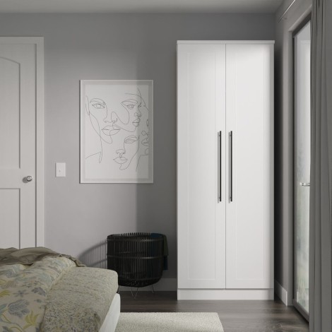 Beverley - White Ash Tall 2ft6in Plain Double Wardrobe