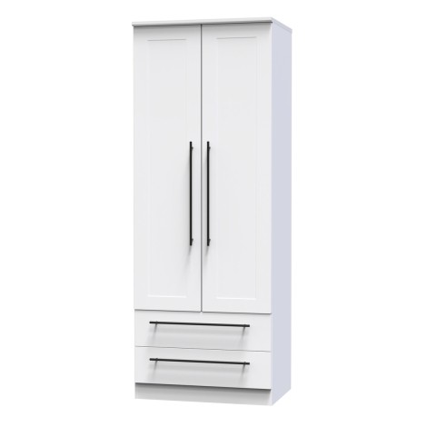 Beverley - White Matt Tall 2ft6in 2 Drawers Double Wardrobe