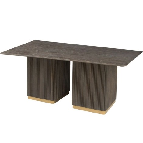 Bugari - Brown - Rectangular - 2.4m - Extra Large Dining Table - Gold Metallic Accent Legs