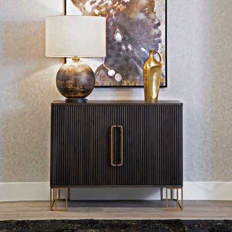 Bugari - Brown - Medium / Standard - 2 Door Sideboard - Gold Metallic Accent Legs