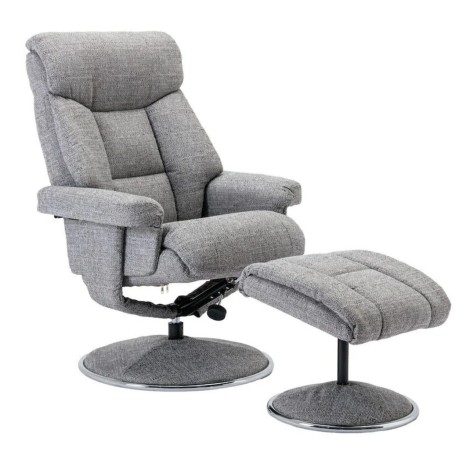 GFA - Biarritz - Lisbon Rock Grey - Fabric - Swivel Recliner Chair and Stool