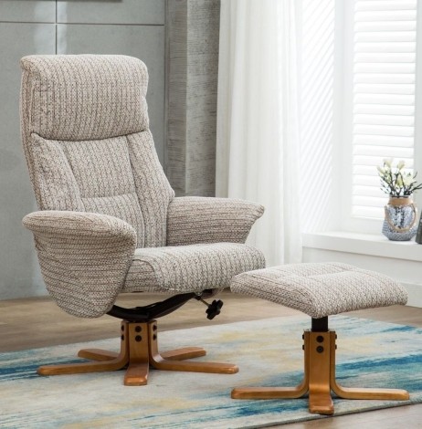 GFA - Marseille - Wheat - Fabric - Swivel Recliner Chair and Stool