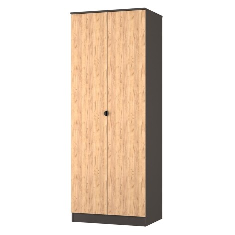 Bora - Tall 2ft6in Plain Double Wardrobe - Gold Crafted Oak Front and Graphite Base