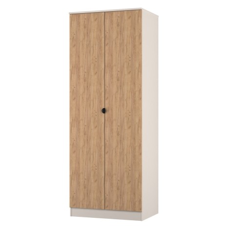 Bora - Tall 2ft6in Plain Double Wardrobe - Gold Crafted Oak Front and Kashmir Matt Base