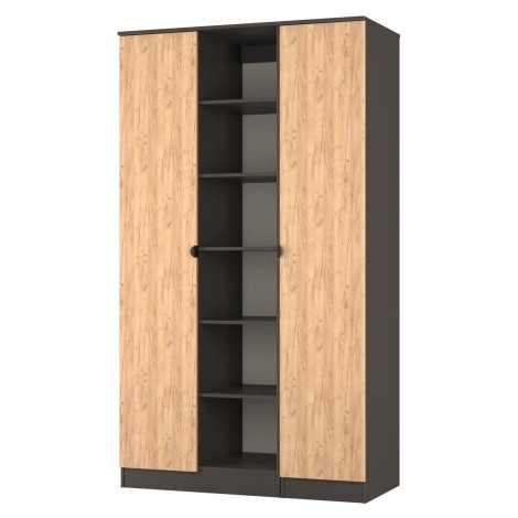 Bora - Triple 2 Door Wardrobe with Shelving - Gold Crafted Oak Front and Graphite Base